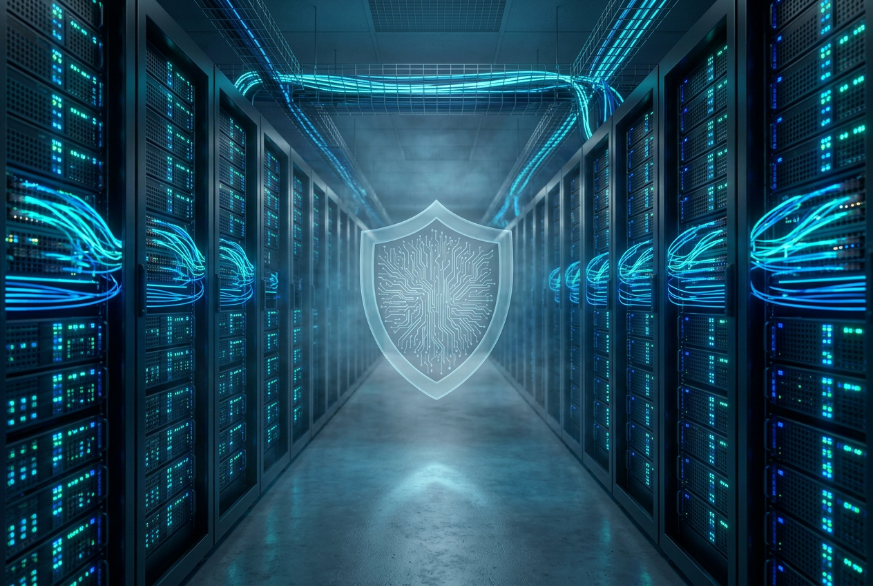 Cybersecurity digital shield visualization